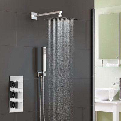 Nes Home 2 Way Concealed Thermostatic Shower Mixer Valve Chrome 200mm ...