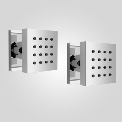 Nes Home 2 x Chrome Square Bathroom Shower Mixer Massage Body Jets