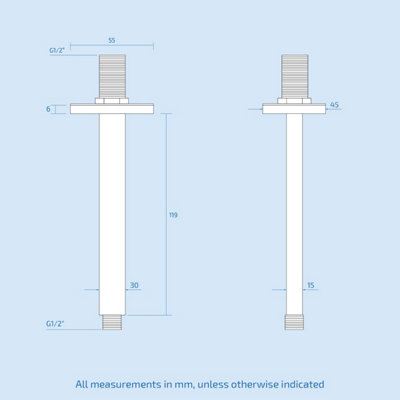 Nes Home 200 mm Square Fixed Shower Head With 120mm Ceiling Mounted Arm - 5