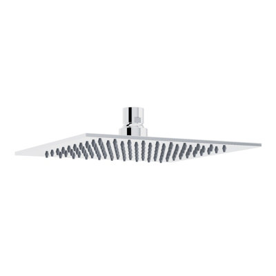 Nes Home 200mm Thin Square Brass Rectangle Swivel Shower Head 120mm Ceiling Arm Chrome