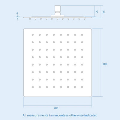 Nes Home 200mm Thin Square Brass Rectangle Swivel Shower Head 120mm Ceiling Arm Chrome - 4