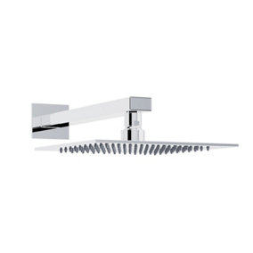 Nes Home 200mm Thin Square Brass Rectangle Swivel Shower Head 300mm Wall Mounted Arm Chrome