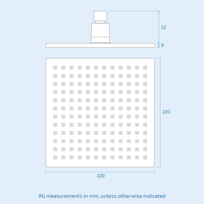 Nes Home 220mm Square ABS Swivel Shower Head Chrome - 3