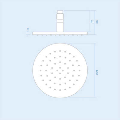 Nes Home 250mm Round Rainfall Overhead LED Shower Head Chrome - 5