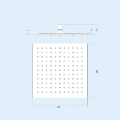 Nes Home 250mm Thin Square Brass Rectangle Swivel Shower Head 120mm Ceiling Mounted Arm Chrome - 3