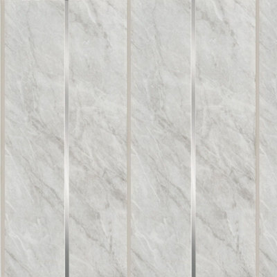 Nes Home 2700x 200mm PVC Cladding Wall Ceiling Panels Grey Marble Silver - 3