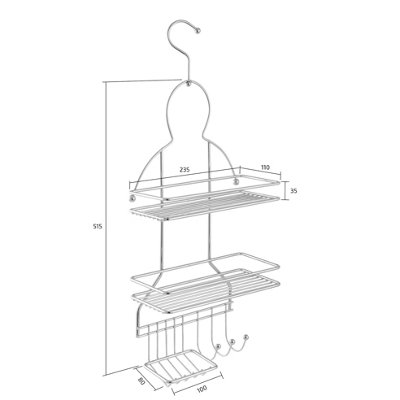 Nes Home 3 Tier Hanging Shower Caddy Storage Organiser Basket - 3