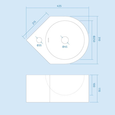 Nes Home 300 X 435mm Bathroom Wall Hung Cloakroom Ceramic Compact Corner Basin Sink And Fittings - 6