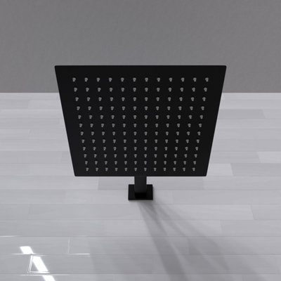 Nes Home 300mm Bathroom Rainfall Square Overhead Shower Slim Head Matte Black - 4