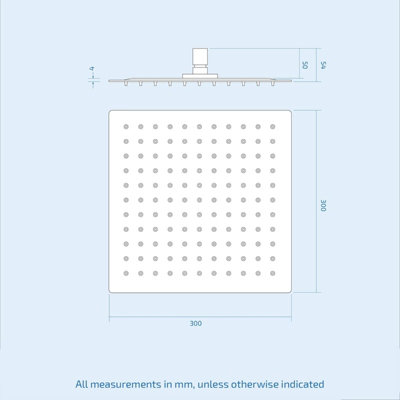 Nes Home 300mm Bathroom Rainfall Square Overhead Shower Slim Head Matte Black - 5