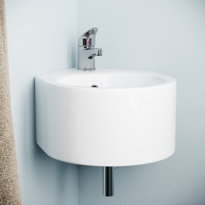 Nes Home 300mm Bathroom Wall Hung Cloakroom Ceramic Compact Corner Basin Sink - 4