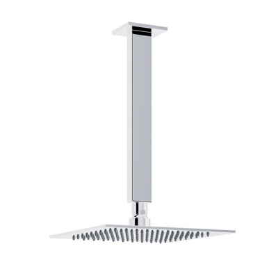 Nes Home 300mm Thin Square Brass Rectangle Swivel Shower Head 120mm Ceiling Mounted Arm Chrome Price Comparisons | Compare The Build