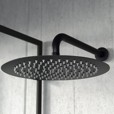 Nes Home 300mm Ultra Thin Matte Black Round Shower Head