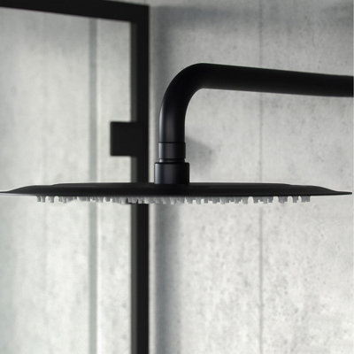 Nes Home 300mm Ultra Thin Matte Black Round Shower Head
