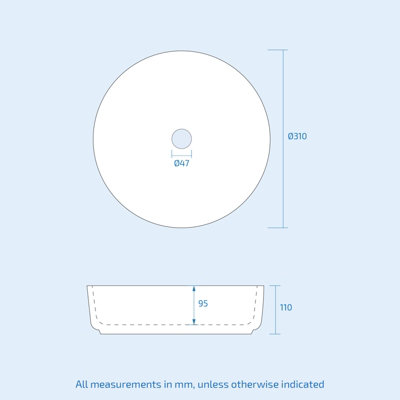 Nes Home 310mm Cloakroom Round Counter Top Basin Bowl - 4