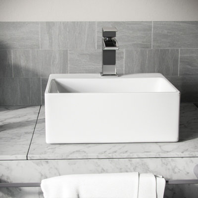 Nes Home 335 x 295mm Cloakroom Rectangle Counter Top Basin Sink - 3