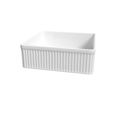 Nes Home 370mm Fluted Square Countertop Sink Gloss White