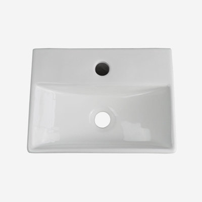 Nes Home 375mm x 110mm Bathroom Peregrine Cloakroom Counter Top or Wall Hung Ceramic Basin Sink and Fittings