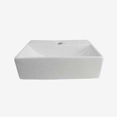 Nes Home 375mm x 110mm Bathroom Peregrine Cloakroom Counter Top or Wall Hung Ceramic Basin Sink and Fittings - 3