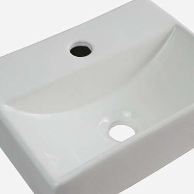 Nes Home 375mm x 110mm Bathroom Peregrine Cloakroom Counter Top or Wall Hung Ceramic Basin Sink and Fittings - 4