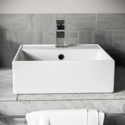 Nes Home 385 x 385mm Cloakroom Square Counter Top Basin Sink - 3