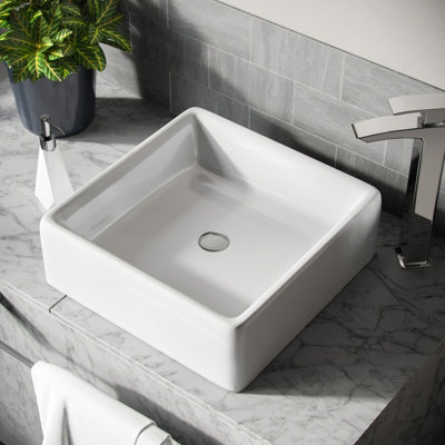 Nes Home 385mm Square Counter Top Basin Cloakroom Bathroom Sink - 3