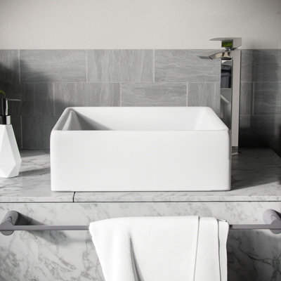 Nes Home 385mm Square Counter Top Basin Cloakroom Bathroom Sink - 4