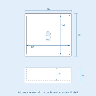Nes Home 385mm Square Counter Top Basin Cloakroom Bathroom Sink - 8