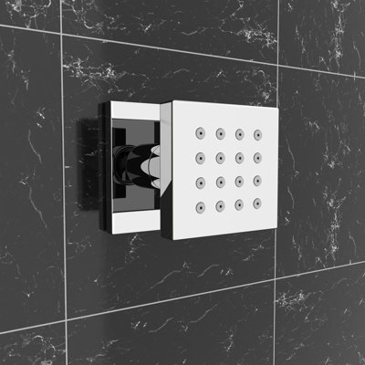 Nes Home 4 x Chrome Square Bathroom Shower Mixer Massage Body Jets - 3