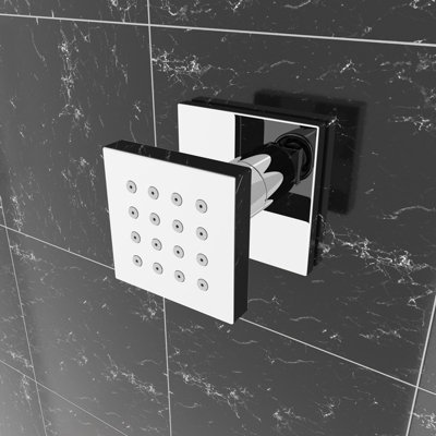 Nes Home 4 x Chrome Square Bathroom Shower Mixer Massage Body Jets - 4