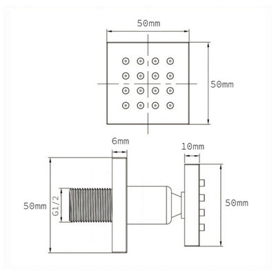 Nes Home 4 x Chrome Square Bathroom Shower Mixer Massage Body Jets - 5