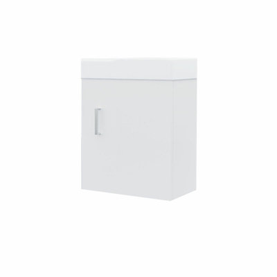 Nes Home 400mm Cloakroom Wall Hung Basin Vanity Unit Door Hinges Soft Close White Nanuya