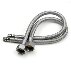 Nes Home 400mm Pair of G 1/2" BSP Kitchen or Basin Mixer Flexi Hose Pipe Tails M10,10mm