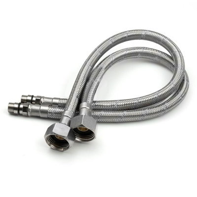 Nes Home 400mm Pair of G 1/2" BSP Kitchen or Basin Mixer Flexi Hose Pipe Tails