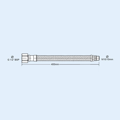 Nes Home 400mm Pair of G 1/2" BSP Kitchen or Basin Mixer Flexi Hose Pipe Tails - 6