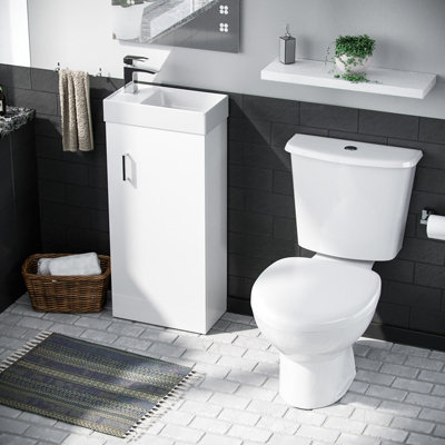 Nes Home 400mm Vanity Basin Unit & Close Coupled Toilet White Price Comparisons | Compare The Build