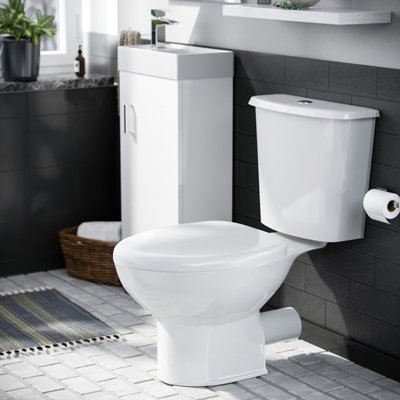 Nes Home 400mm Vanity Basin Unit & Close Coupled Toilet White