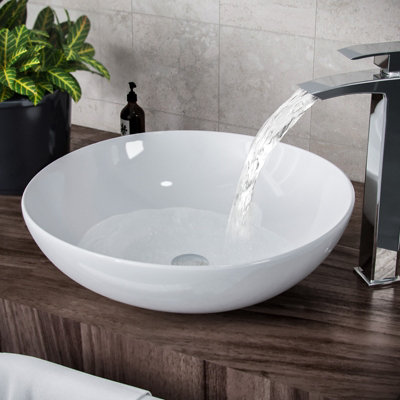 Nes Home 405mm Large Round Cloakroom Stand Alone Counter Top Basin Sink Bowl