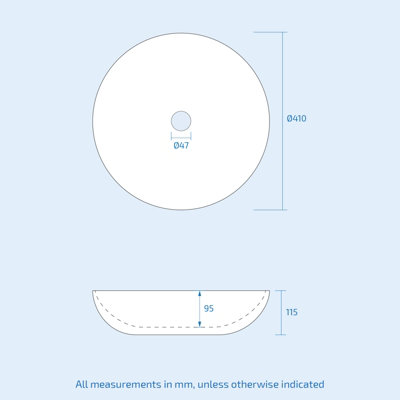 Nes Home 405mm Large Round Cloakroom Stand Alone Counter Top Basin Sink Bowl - 7