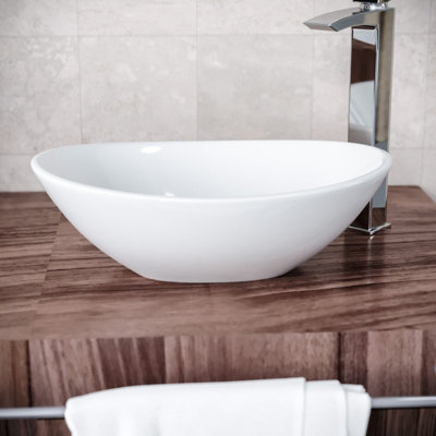 Nes Home 410 x 335mm Oval Cloakroom Counter Top Basin Sink Bowl