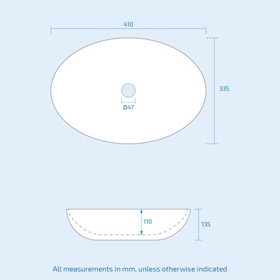 Nes Home 410 x 335mm Oval Cloakroom Counter Top Basin Sink Bowl - 6