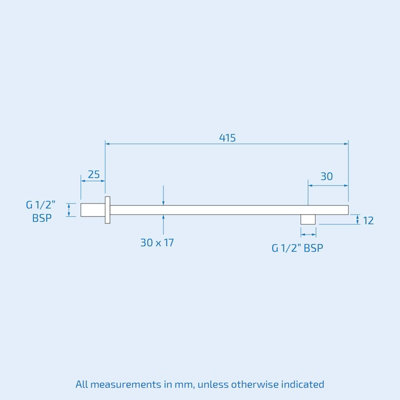 Nes Home 410mm Rectangular Wall Shower Arm Chrome