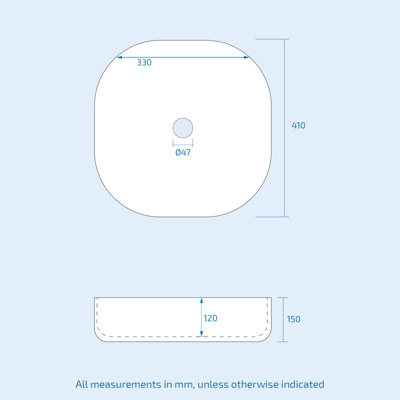 Nes Home 410mm Square Rounded Edge Cloakroom Counter Top Basin Sink Bowl - 8