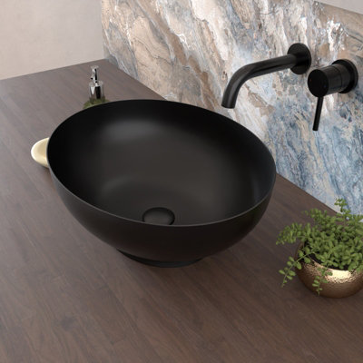 Nes Home 410mm x 335mm Countertop Basin Oval Matte Black - 3