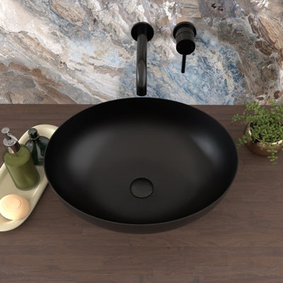 Nes Home 410mm x 335mm Countertop Basin Oval Matte Black - 4