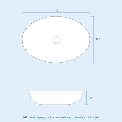 Nes Home 410mm x 335mm Countertop Basin Oval Matte Black - 7