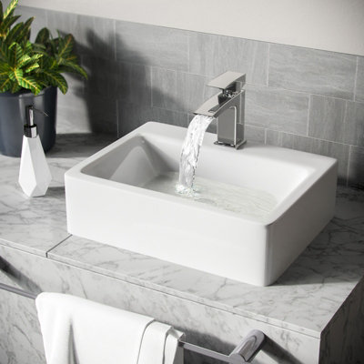 Nes Home 420 x 320mm Cloakroom Rectangle Counter Top or Wall Hung Basin