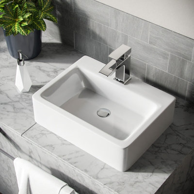 Nes Home 420 x 320mm Cloakroom Rectangle Shape Rounded Edges Counter Top Basin - 3