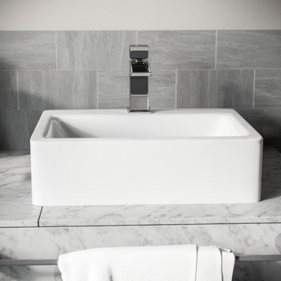 Nes Home 420 x 320mm Cloakroom Rectangle Shape Rounded Edges Counter Top Basin - 4