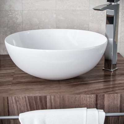 Nes Home 420mm Counter Top Round Bowl Basin Cloakroom Bathroom Wash Sink - 3